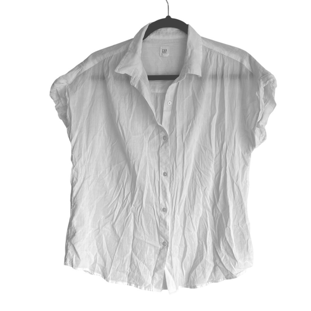 GAP White Cotton Blend Oversized Button Front Sleeveless Blouse Medium
